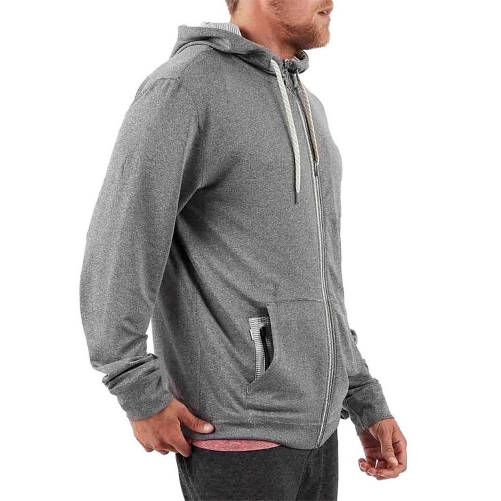 Vuori Mens M Movement Hoodie / Jacket Soft lightweight heather green run coat